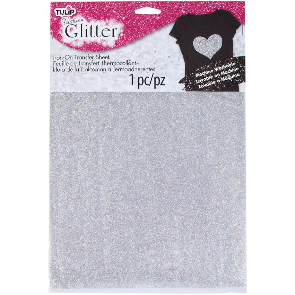 Tulip Iron on Transfer Sheet Glitter Silver