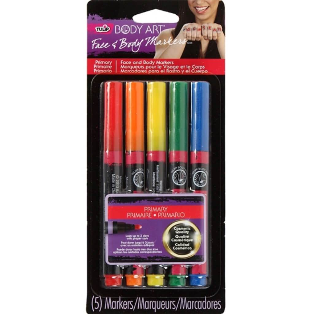 TULIP BODY ART MARKERS PRIMARY 5PK