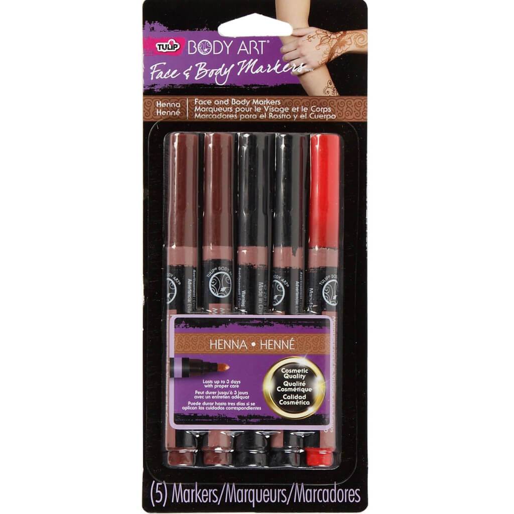 TULIP BODY ART MARKERS HENNA 5PK