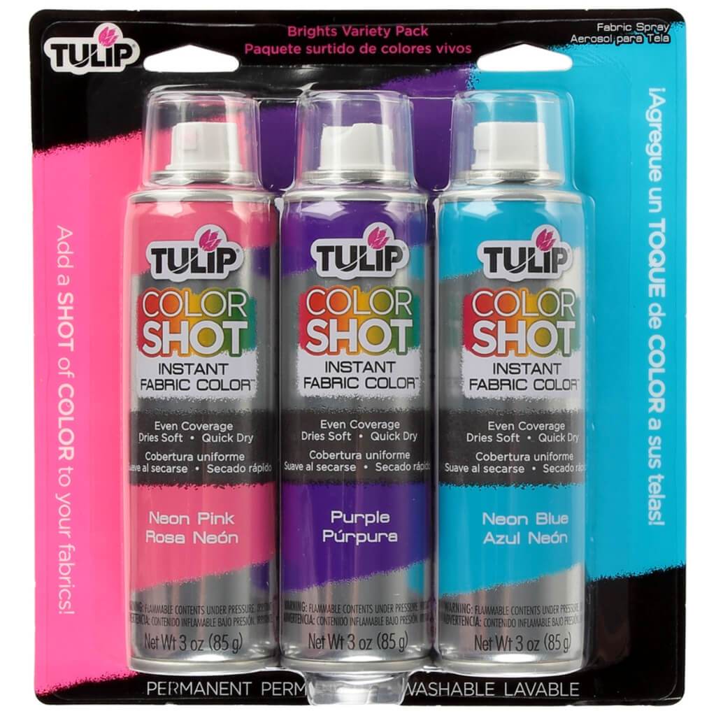COLOR SHOT INSTANT FABRIC COLOR SPRAY PAINT MULTI BRIGHT 3PC