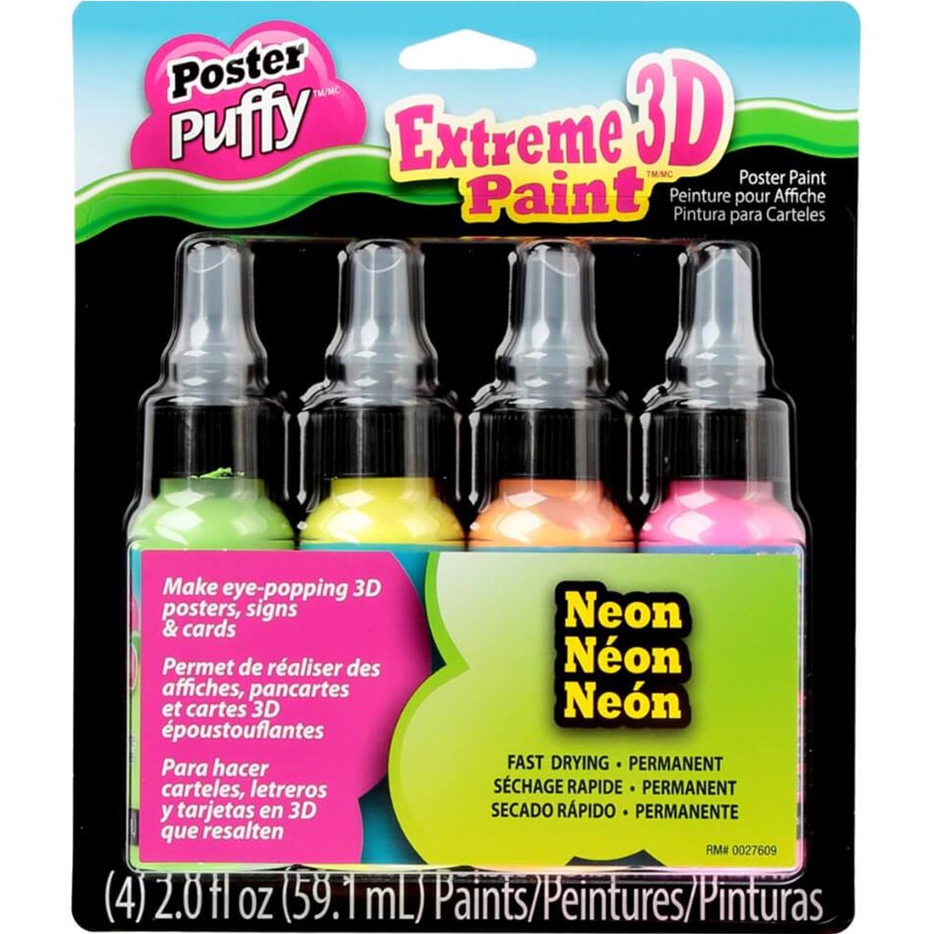 EXTREME 3D POSTER PAINT NEON 4PC