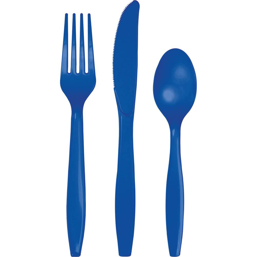 Premium Plastic Cutlery 24ct, Cobalt 