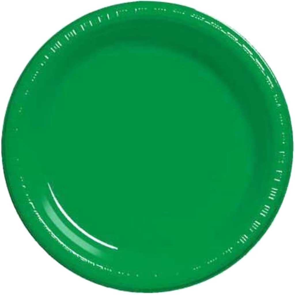 Emerald Green Plastic Dinner Plates 9in 
