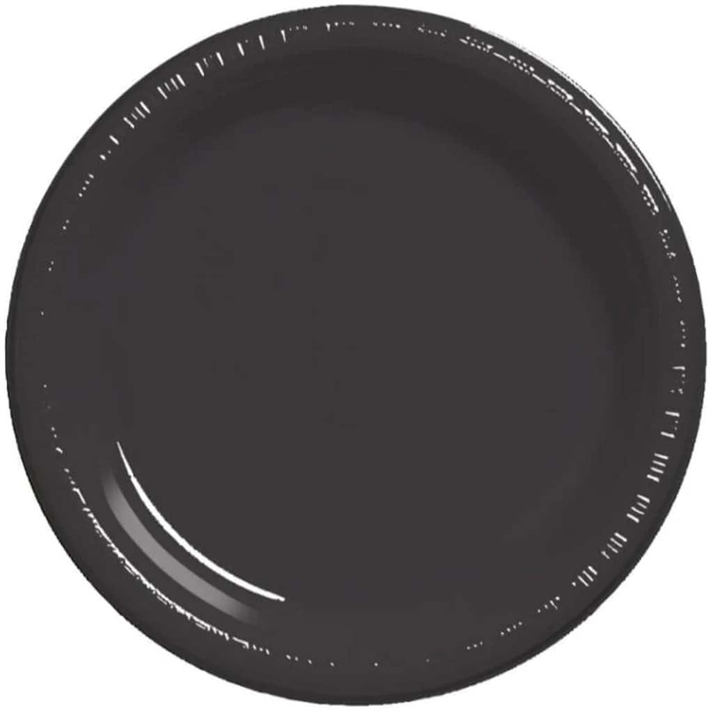 Black Velvet Plastic Dinner Plates 9in 50ct 