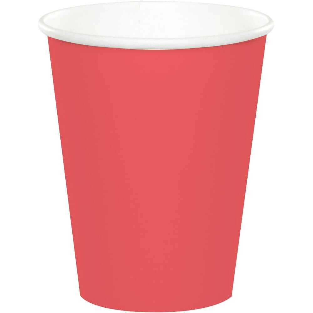 Paper Cups 9oz, 24ct, Coral 