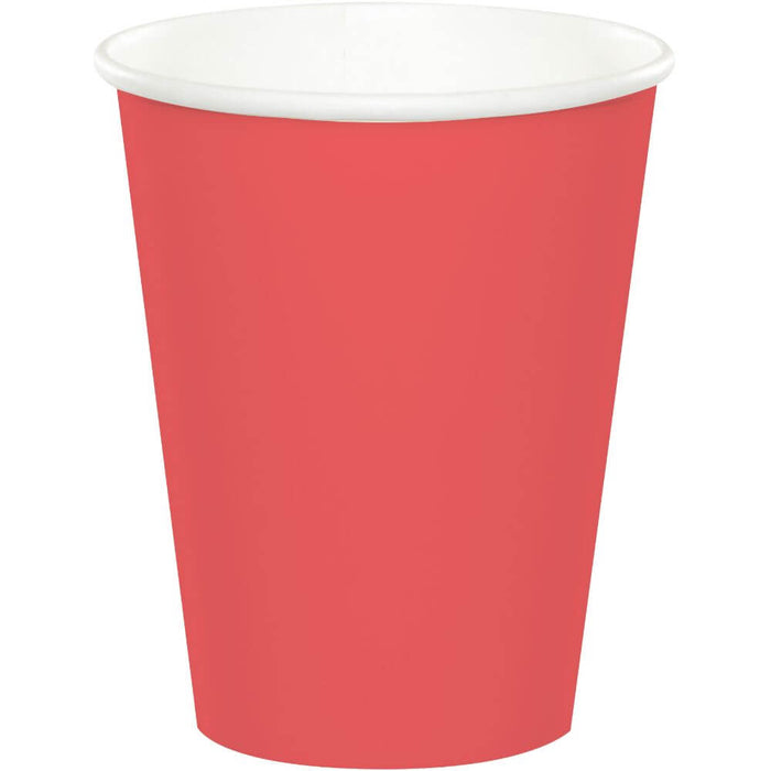 Paper Cups 9oz, 24ct, Coral 