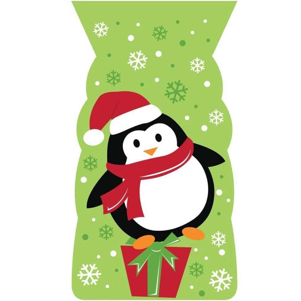 Penguin Shaped Cello Bags With Tie 20ct 