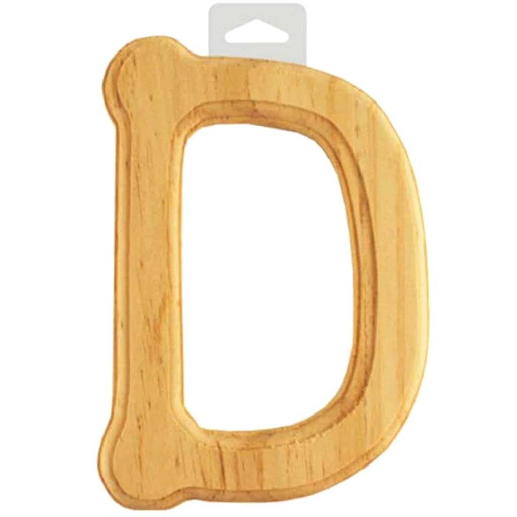 Wood Letter Bevel Cut 6in Natural D