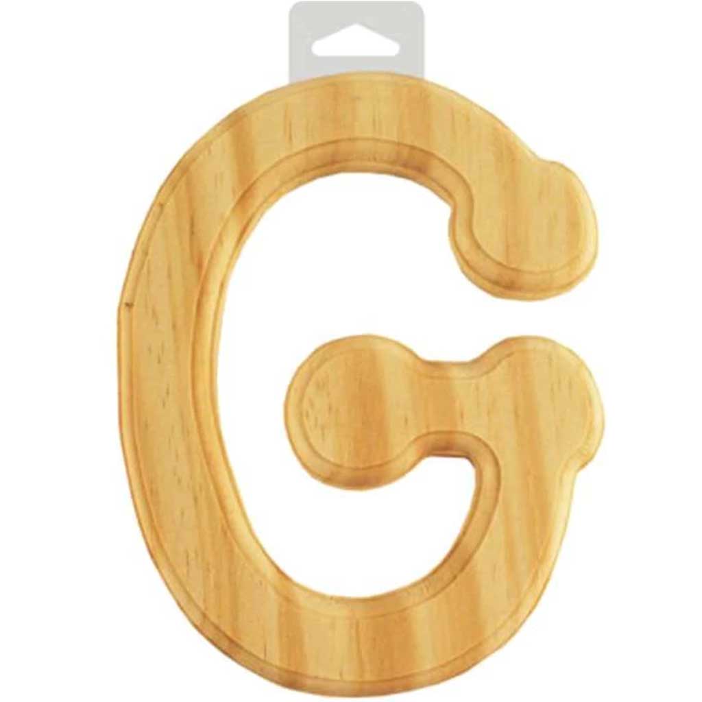 Wood Letter Bevel Cut 6in Natural G