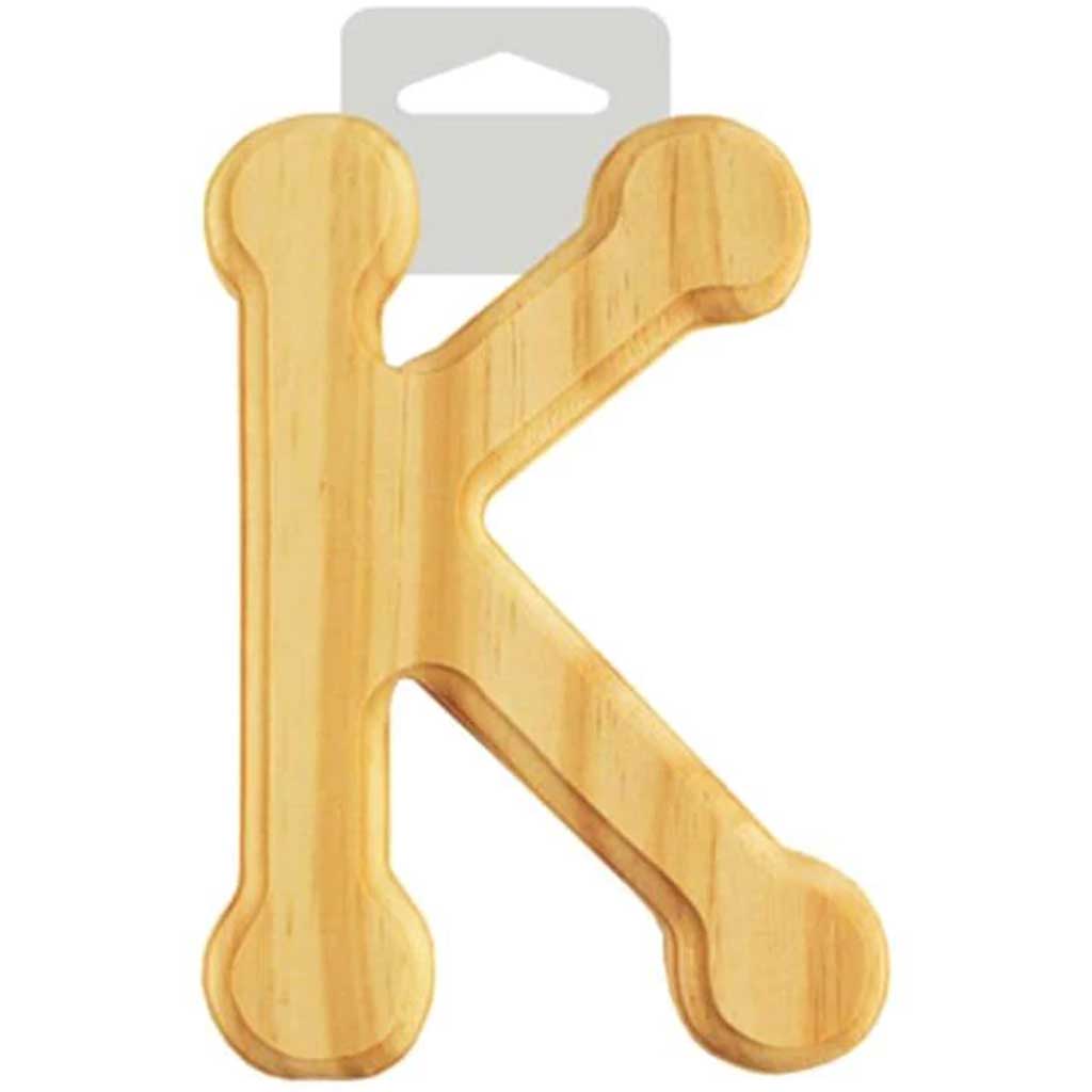 Wood Letter Bevel Cut Natural K 6in