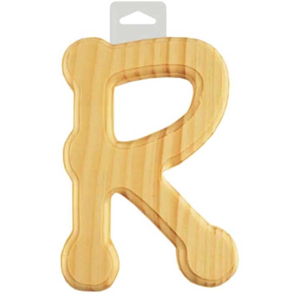 Wood Letter Bevel Cut 6in Natural R