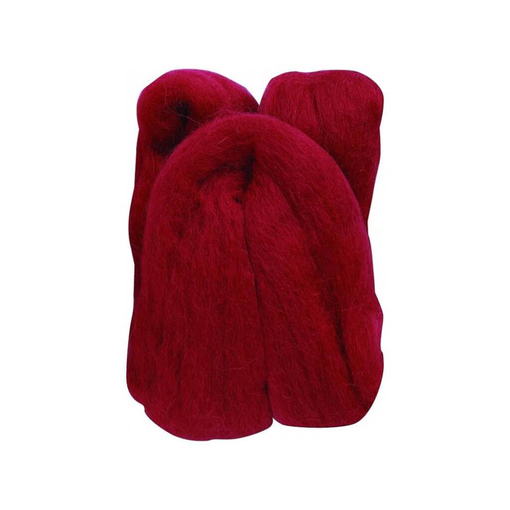 Natural Wool Roving Red 