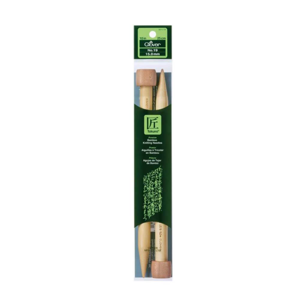 Bamboo Knitting Needle Sgl Point 10" 19 