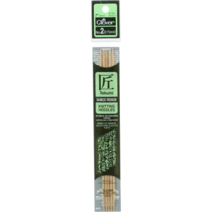 Clover Bamboo Knitting Needle Double Point 7 Inches Size 2 