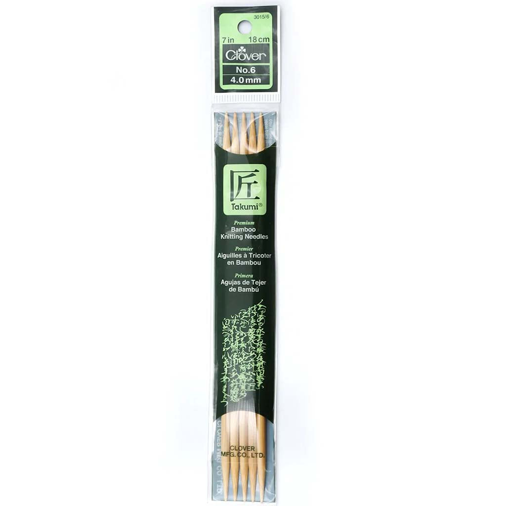 Clover Bamboo Knitting Needle Double Point 7 Inches Size 6 