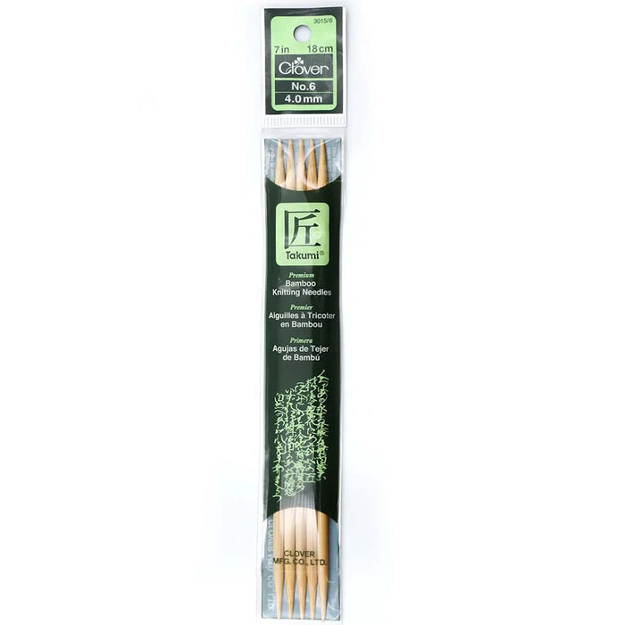 Clover Bamboo Knitting Needle Double Point 7 Inches Size 6 
