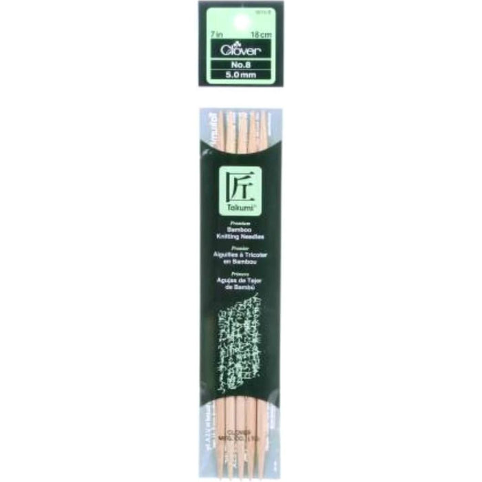 Clover Bamboo Knitting Needle Double Point 7 Inches Size 8 