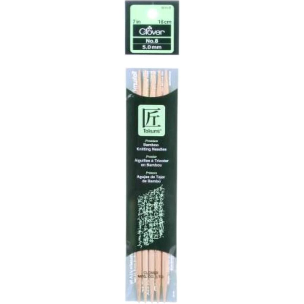 Clover Bamboo Knitting Needle Double Point 7 Inches Size 8 