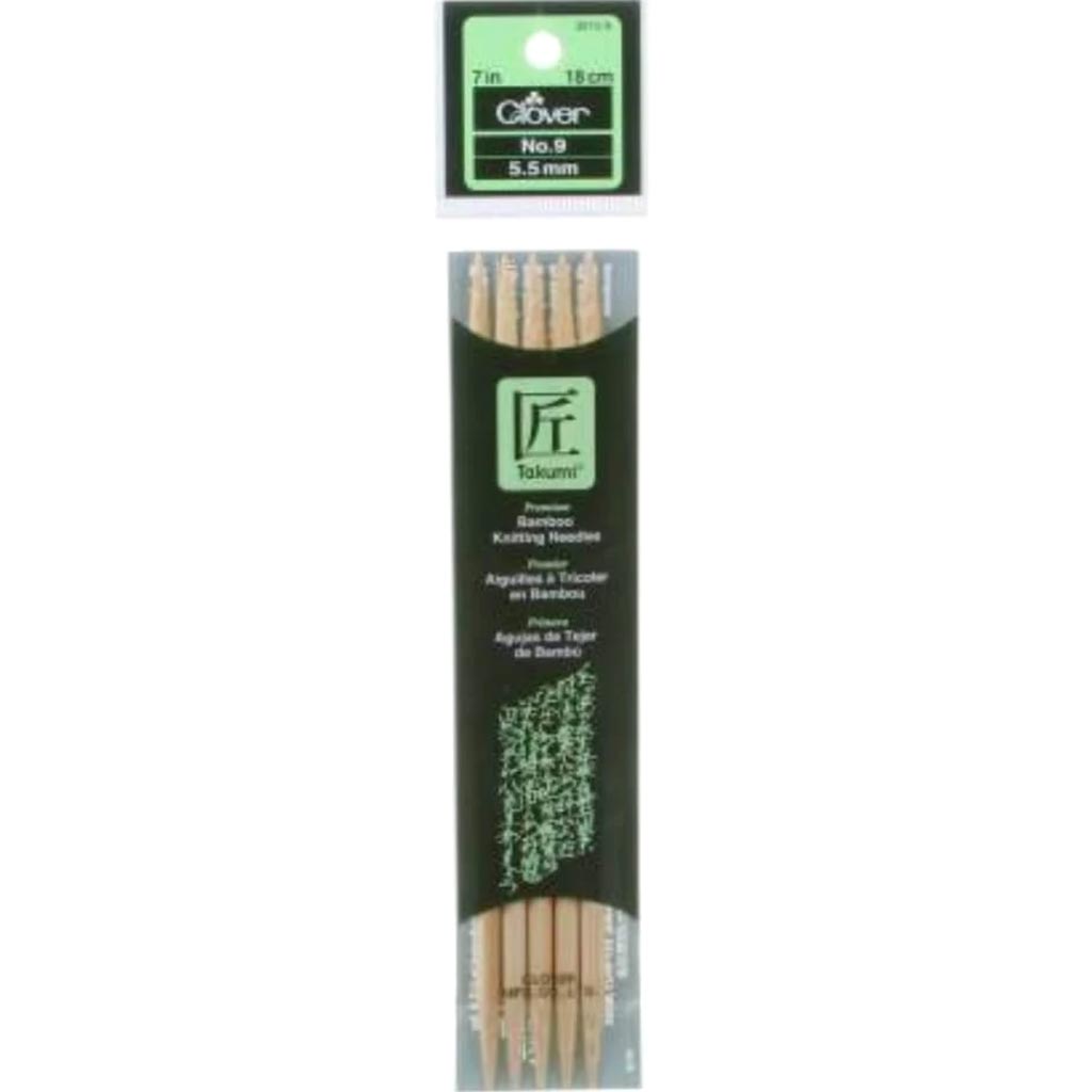 Clover Bamboo Knitting Needle Double Point 7 Inches Size 9 