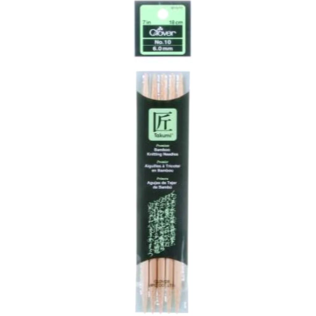 Clover Bamboo Knitting Needle Double Point 7 Inches Size 10 