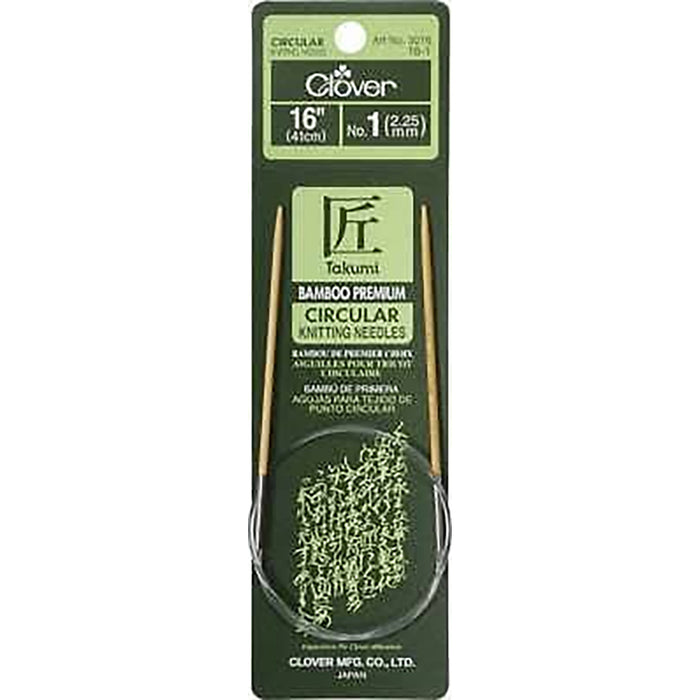 Bamboo Circular Knitting Needles "Takumi", 16-Inch Size 1 