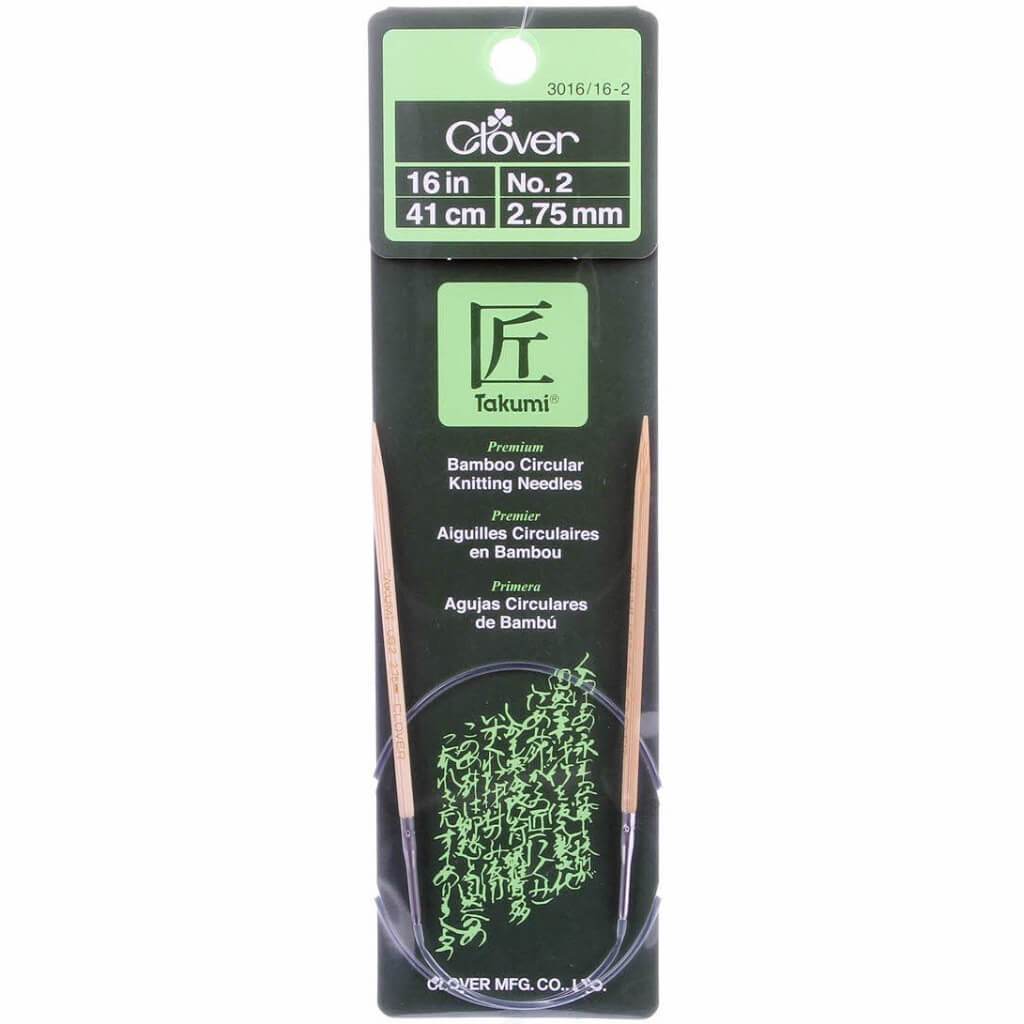 Bamboo Circular Knitting Needles "Takumi", 16-Inch Size 2 