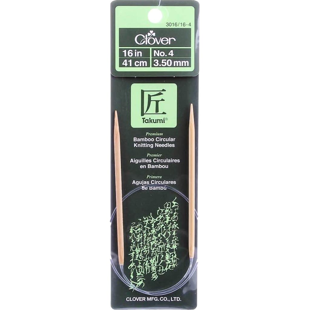 Bamboo Circular Knitting Needles &quot;Takumi&quot;, 16-Inch Size 4 