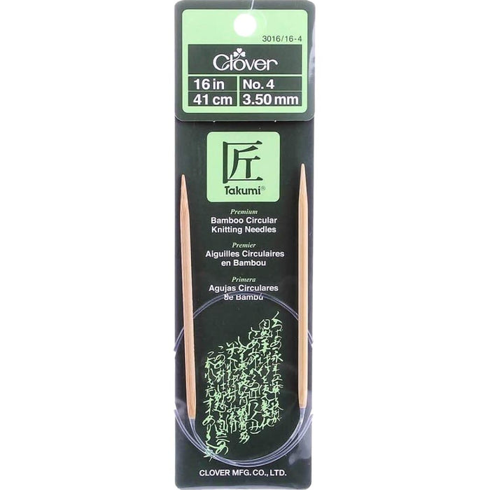 Bamboo Circular Knitting Needles "Takumi", 16-Inch Size 4 