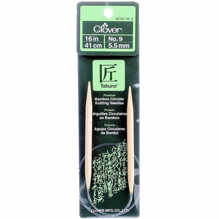 Bamboo Circular Knitting Needles "Takumi", 16-Inch Size 9 