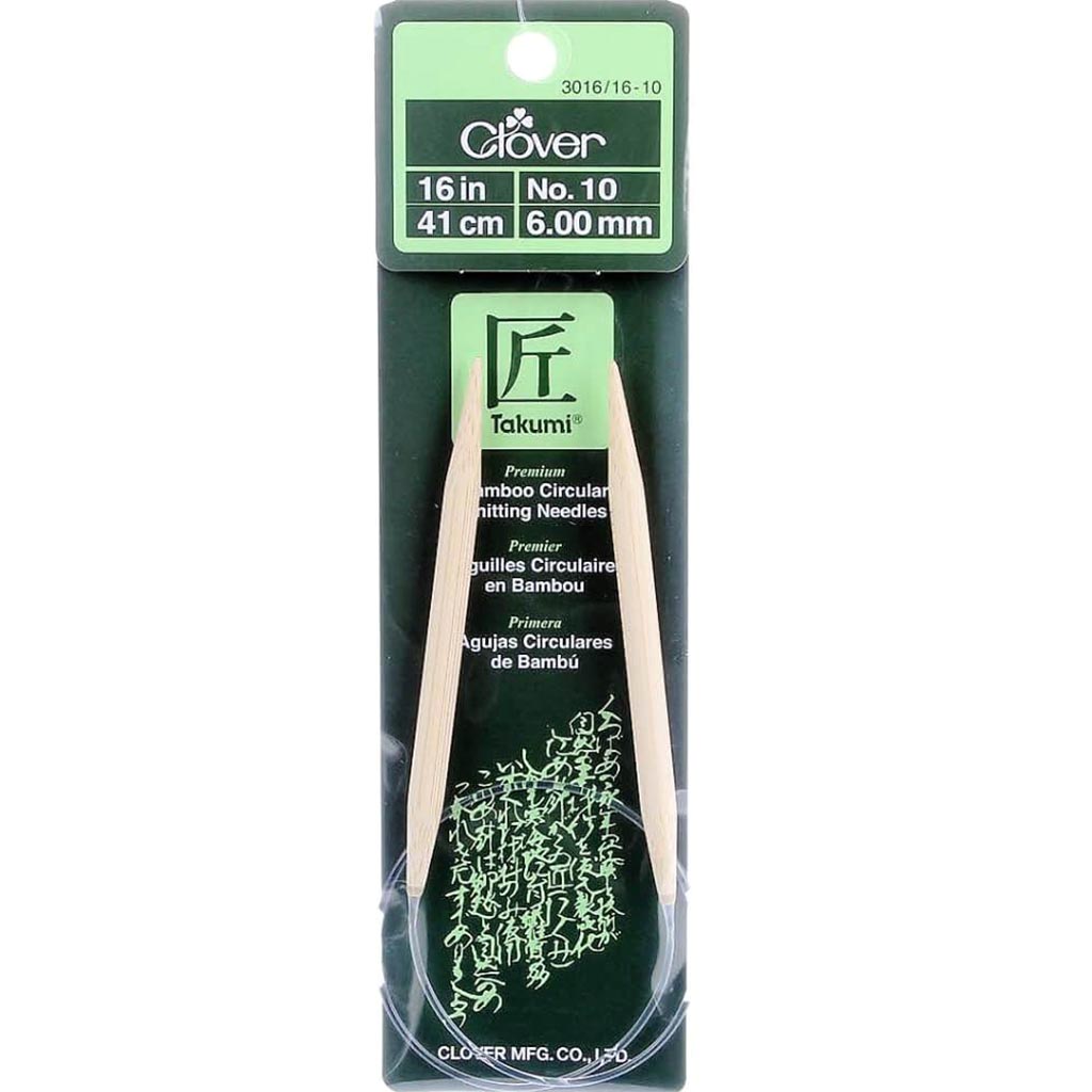 Bamboo Circular Knitting Needles &quot;Takumi&quot;, 16-Inch Size 10 