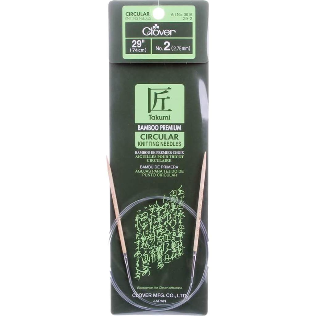 Clover Bamboo Circular Knitting Needles Takumi 29-inch Size 2