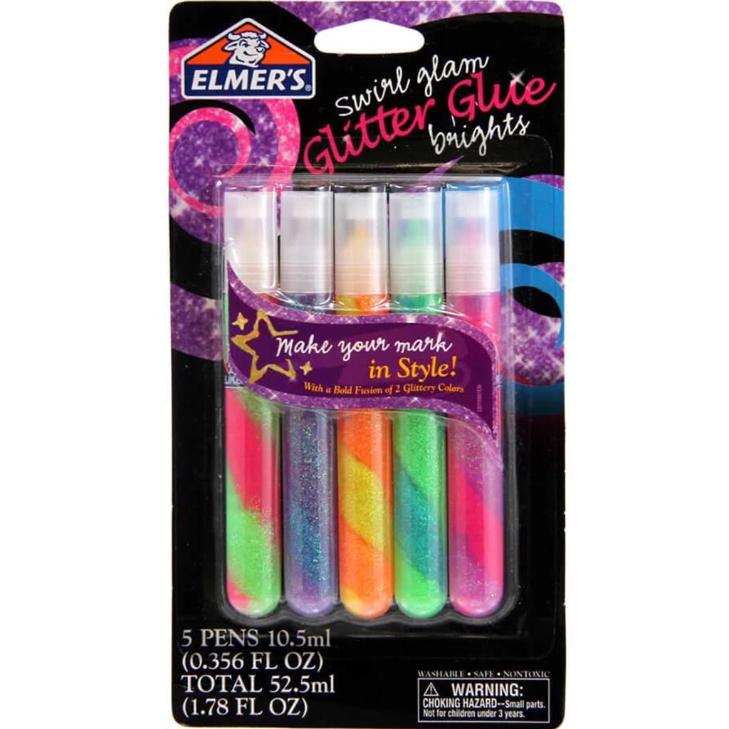 ELMER'S SWIRL GLITTER GLUE 5CT 10.5ML