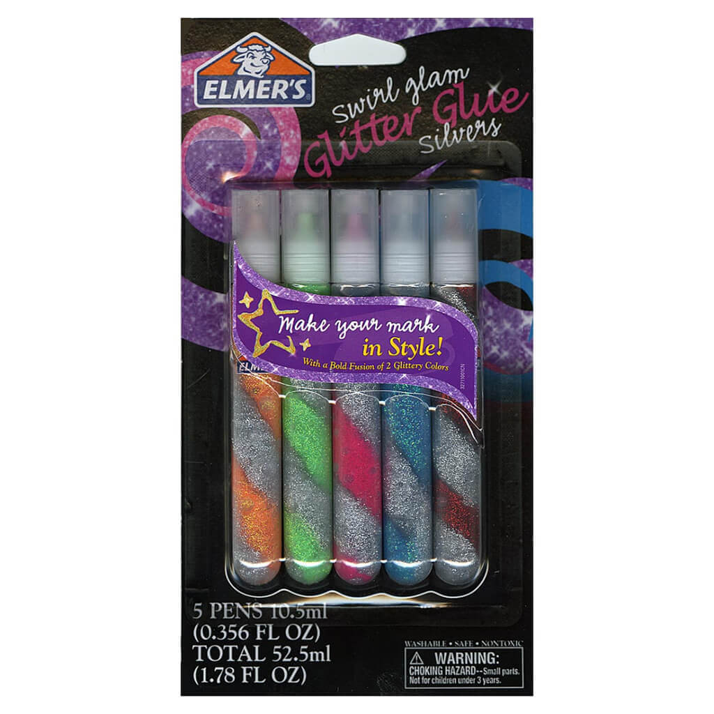 ELMER&#39;S SWIRL GLITTER GLUE 5CT 10.5ML