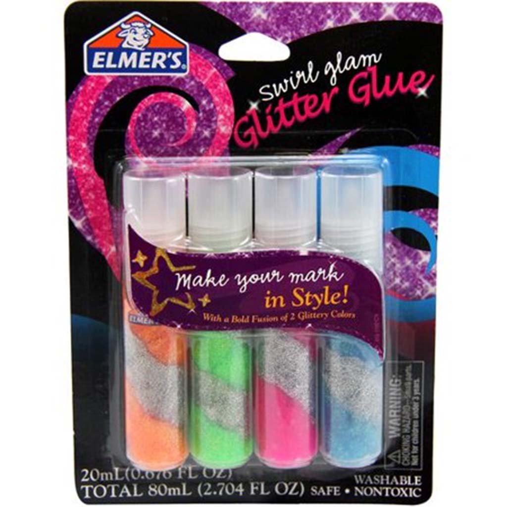 ELMER&#39;S SWIRL GLITTER GLUE 4CT 20ML