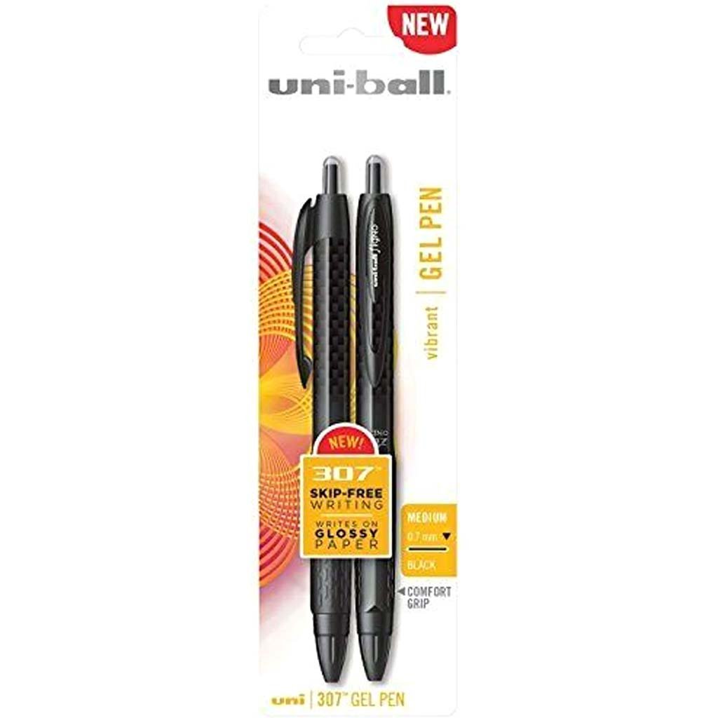 UNIBALL 307 GEL PEN BLACK 2CT 