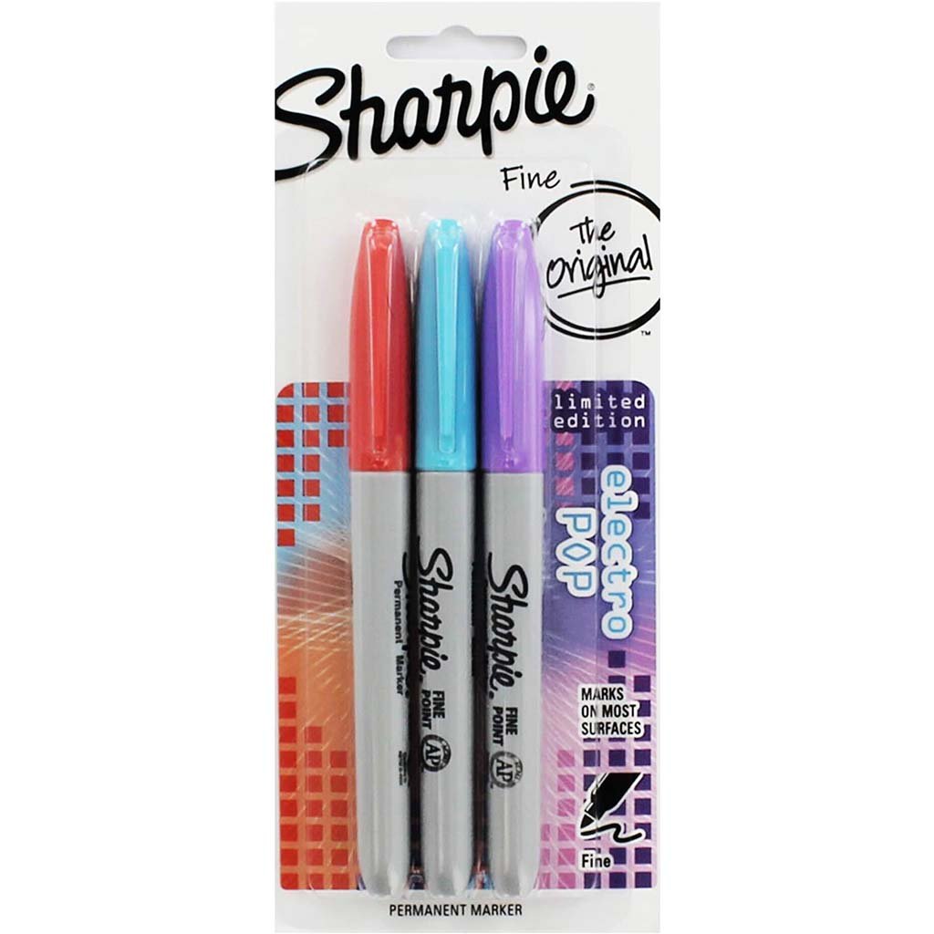 SHARPIE ELECTRO POP FINE MARKER 3CT 