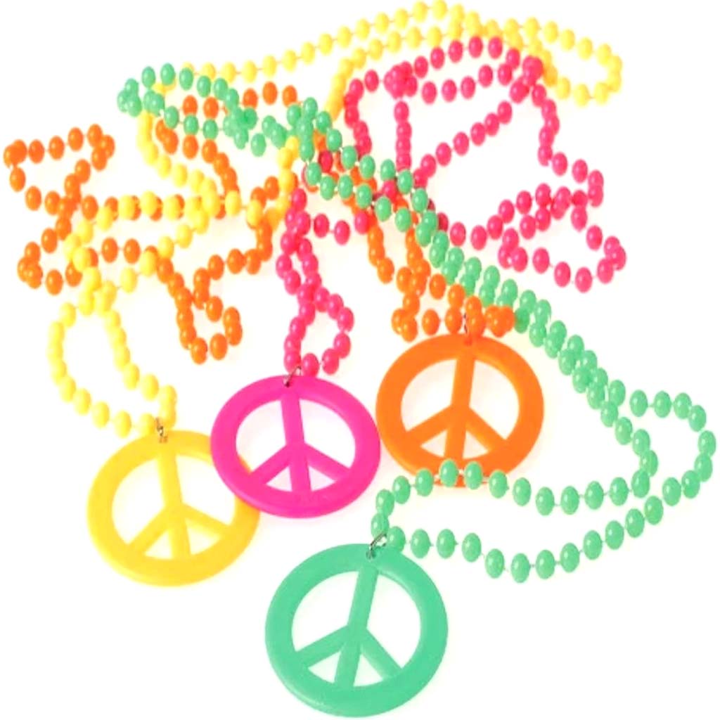 Retro Beads with Peace Sign Pendant Necklaces