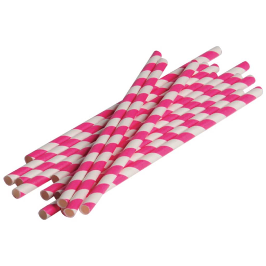 PAPER STRAWS/HOT PINK 