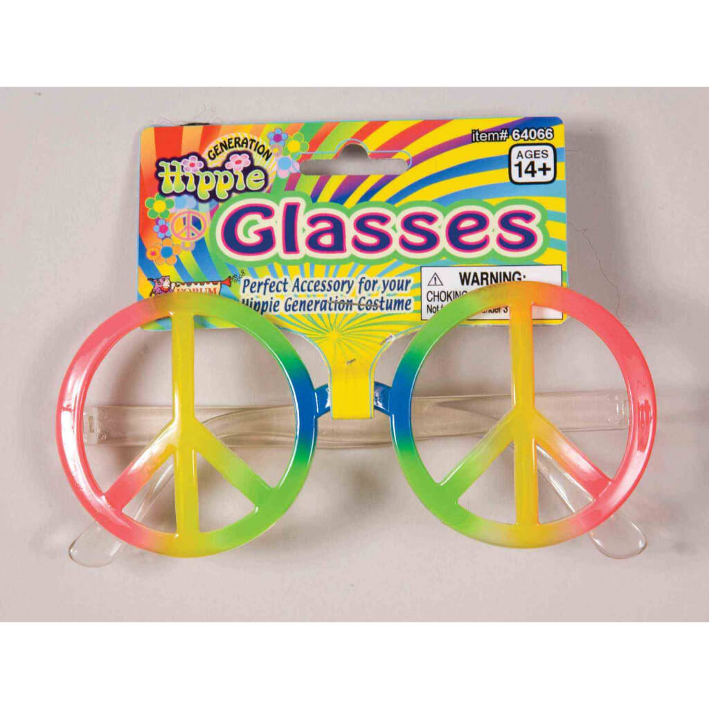 Rainbow Peace Sign Hippie Glasses 