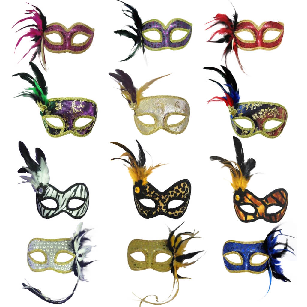 VENETIAN MASK ASSORTMENT 2 OF EACH STYLE-ELASTIC BAND 