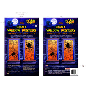 Window Poster 30in W X 60in H Giant Spider Web 2pcs Polybag 