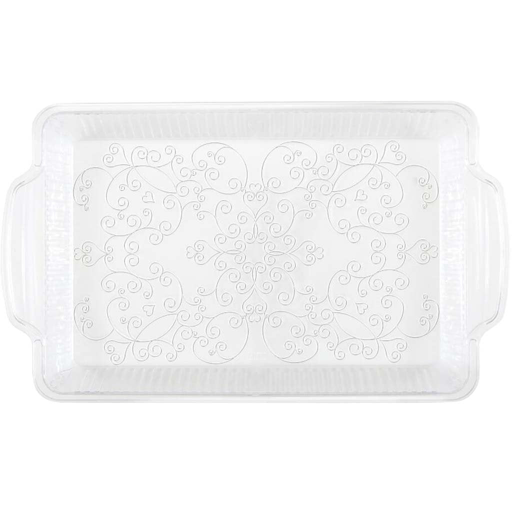 Serving Tray 12in x 8in, Clear Plastic 
