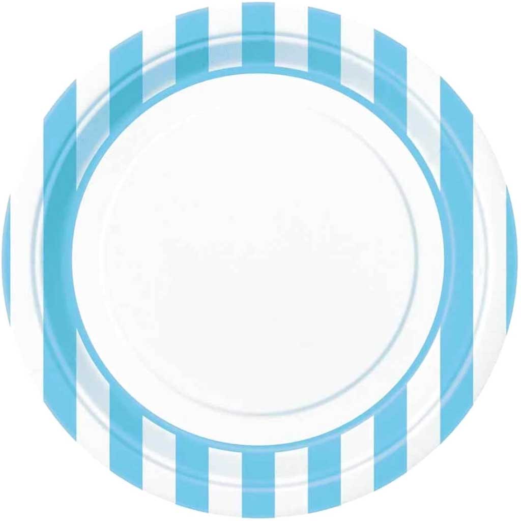 Round Dinner Plates 9in 8ct, Blue Stripes 