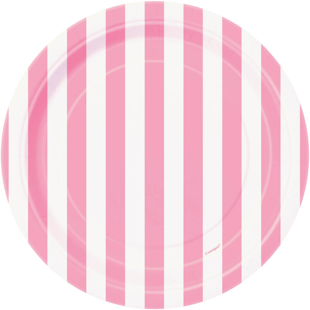 Round Dessert Plates 7in 8ct, Lovely Pink Stripes 