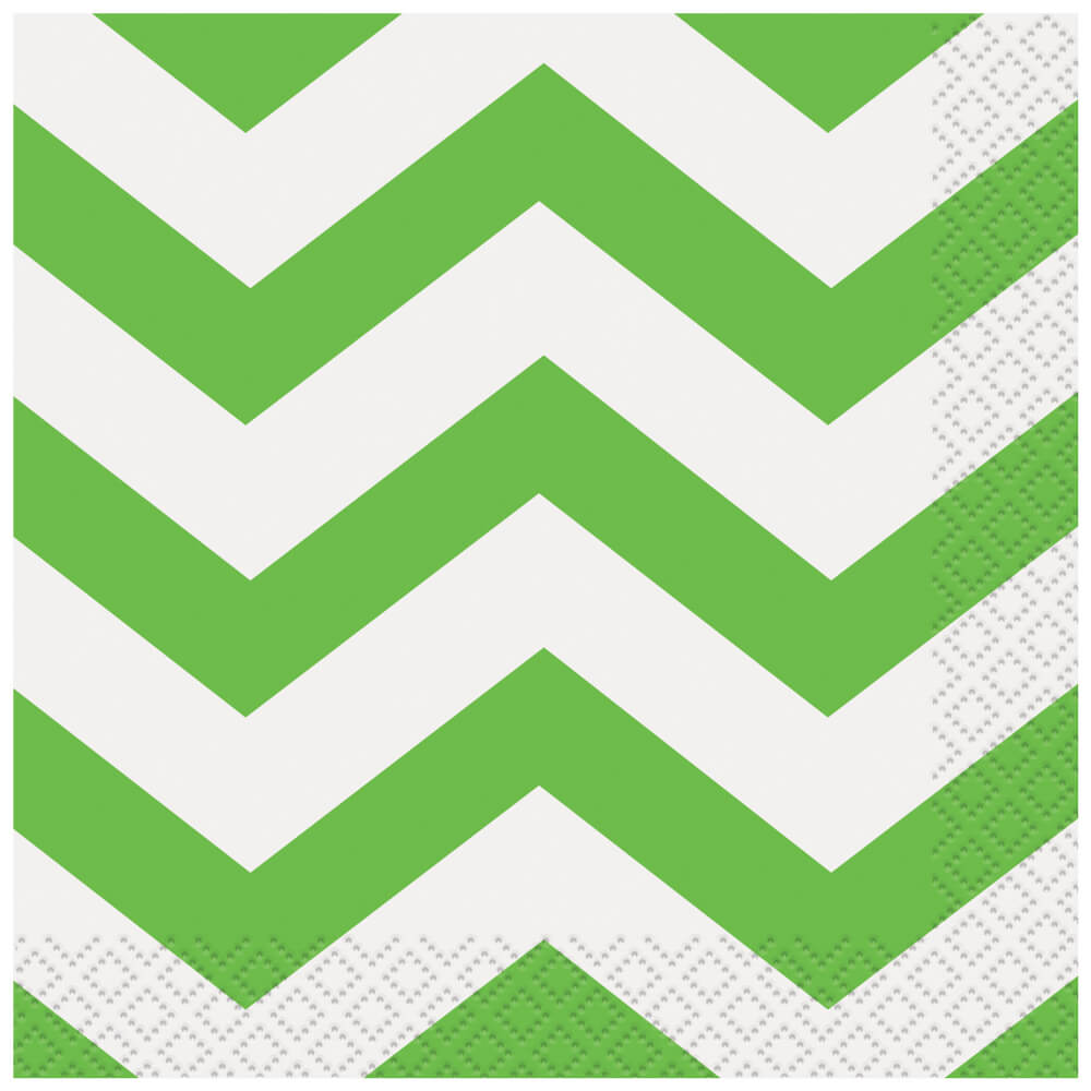 Lime Green Chevron Beverage Napkins, 16ct 