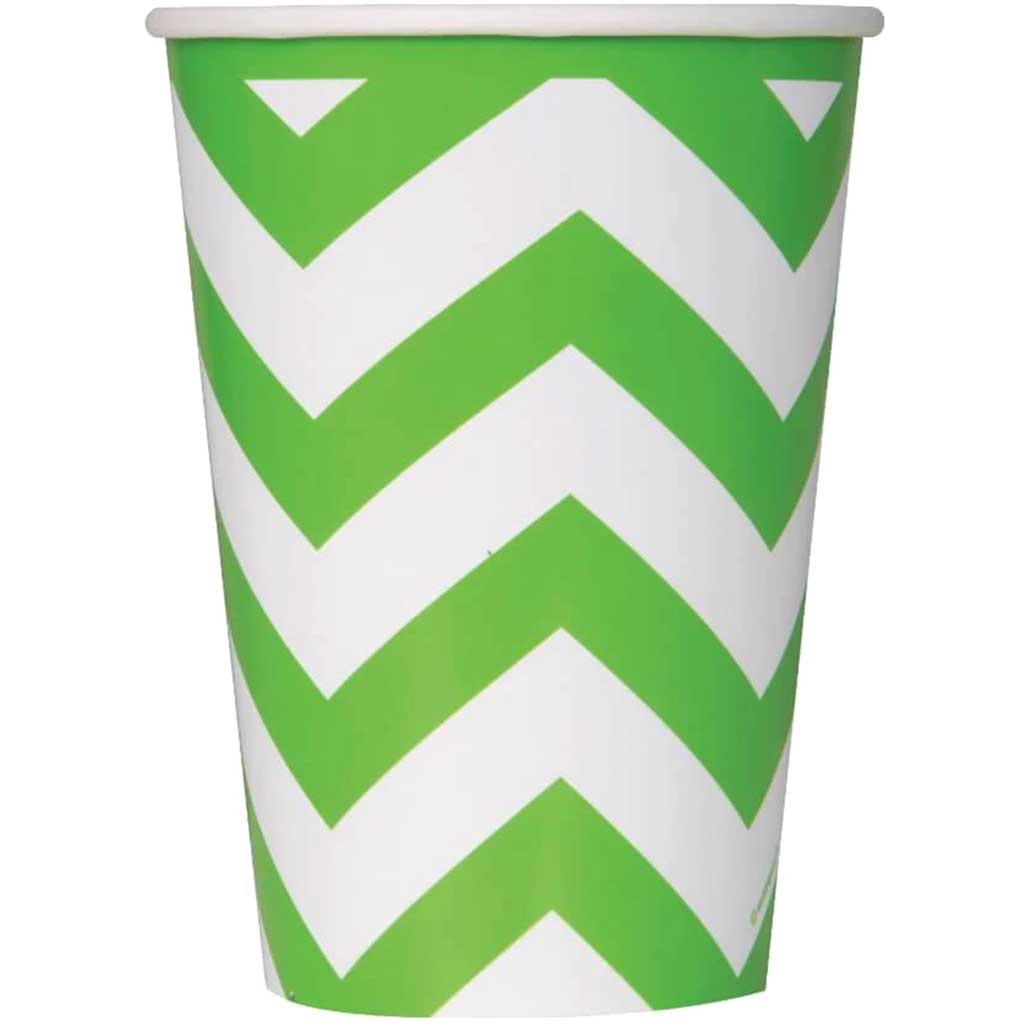 Lime Green Chevron 12oz Paper Cups , 6ct 