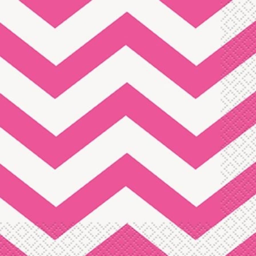 Hot Pink Chevron Beverage Napkins, 16ct 