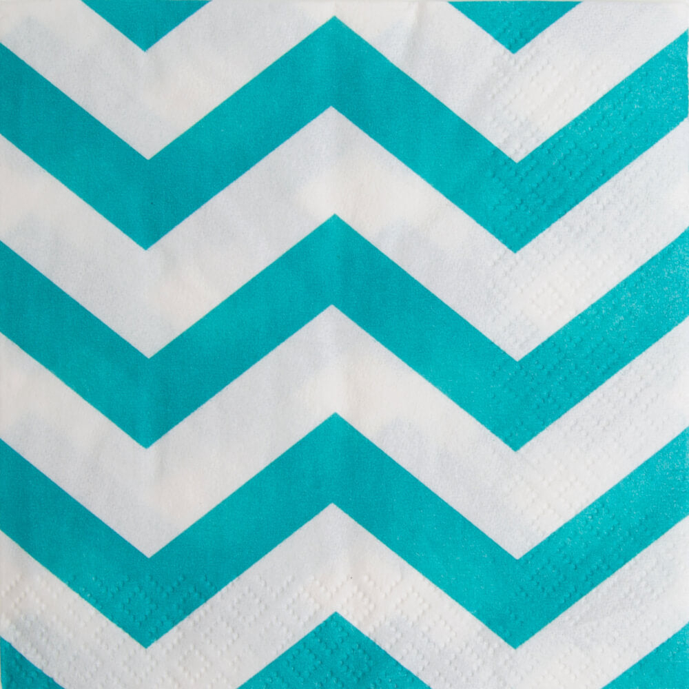 Caribbean Teal Chevron Beverage Napkins, 16ct 