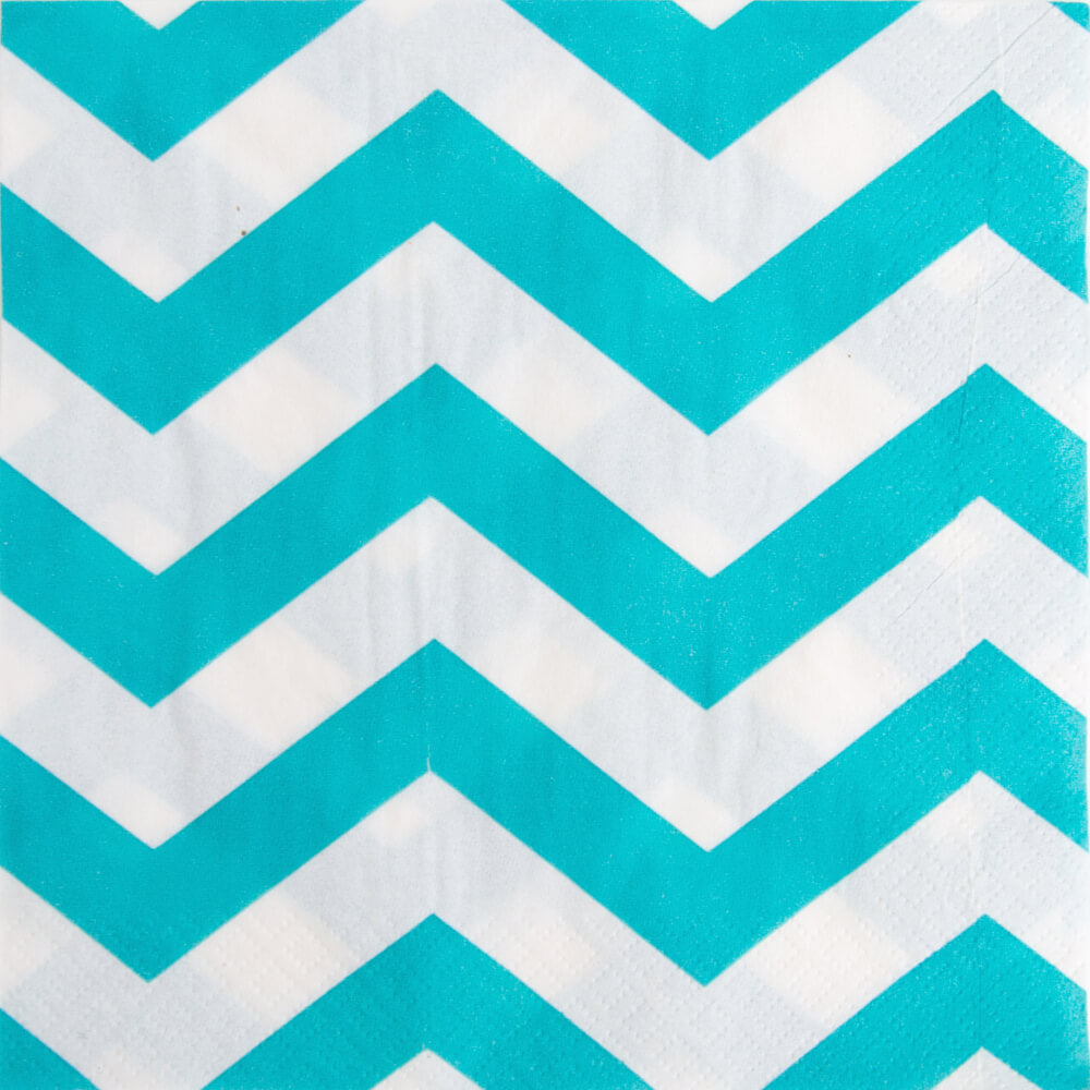 Caribbean Teal Chevron Lunch Napkins, 16ct 