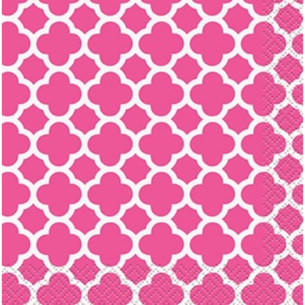 Hot Pink Quatrefoil Beverage Napkins, 16ct 